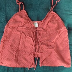 No Boundaries Coral Tie-Front Camisole